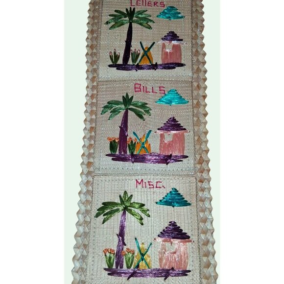 Handwoven Wall Organizer With "Letters Bills Misc" Compartments Philippines Desi - Picture 1 of 9
